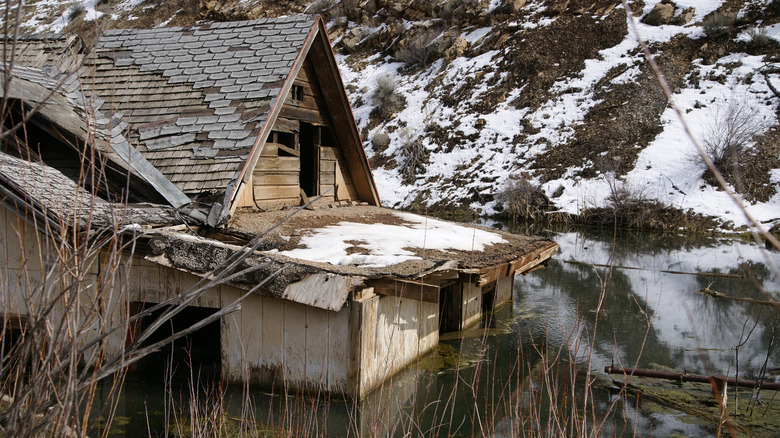 Half-submerged home in Thistle, Utah