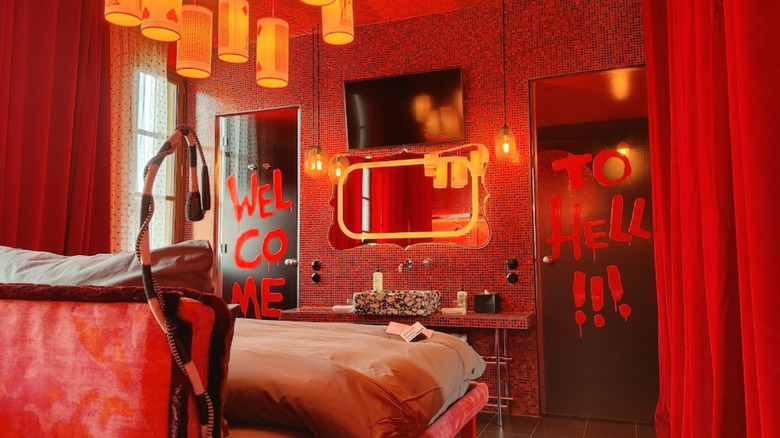 Hell themed hotel room