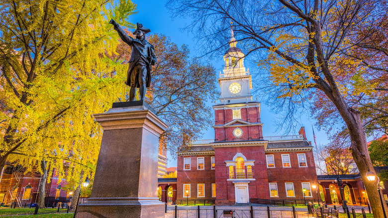 Independence Hall at dusk