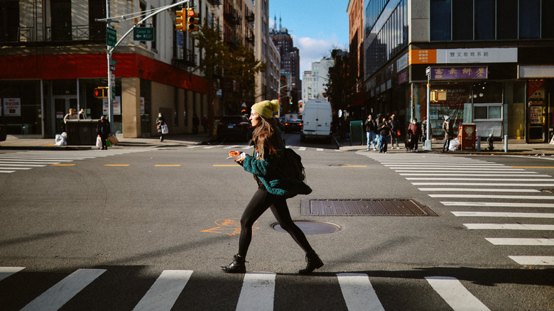 woman walking in NYC