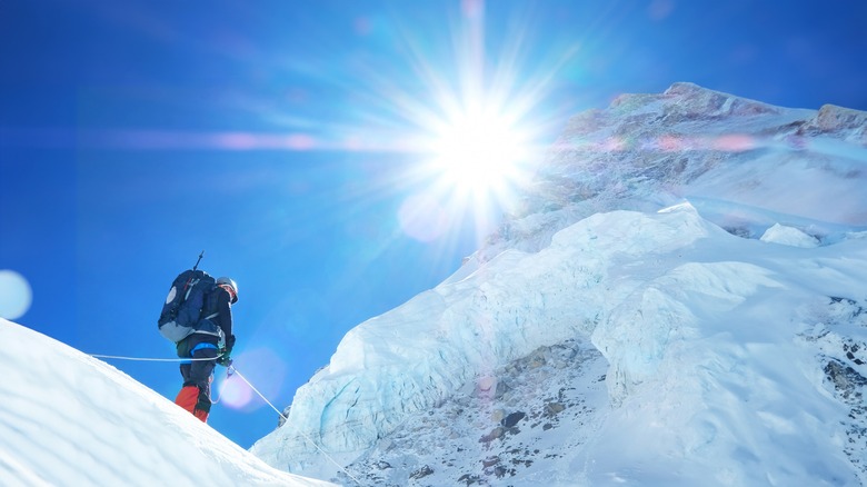 Climber approaching Everest summit