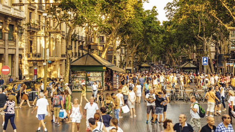 Las Ramblas tourists Barcelona