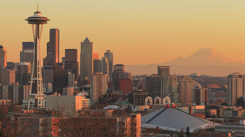 Seattle skyline at sunset