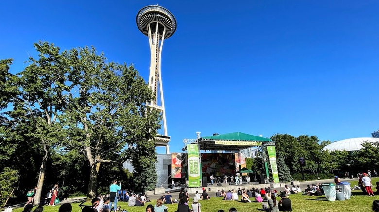 View of the Seattle Space Needle from the ground