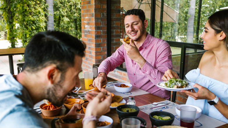 Friends dining in Mexico