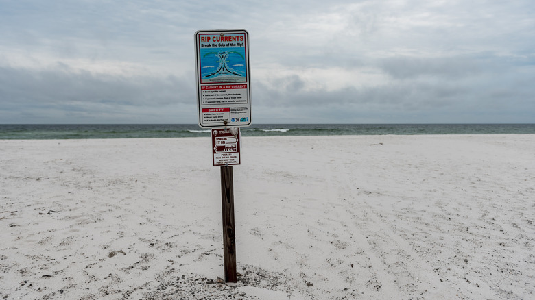 Rip Current Sign Florida Beach