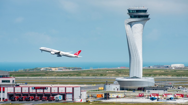 Airplane departing Istanbul Airport