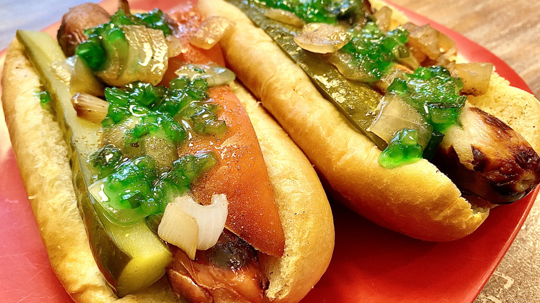 Chicago style hot dogs fully loaded