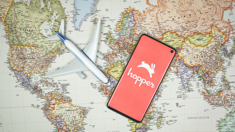 Phone displaying Hopper app 