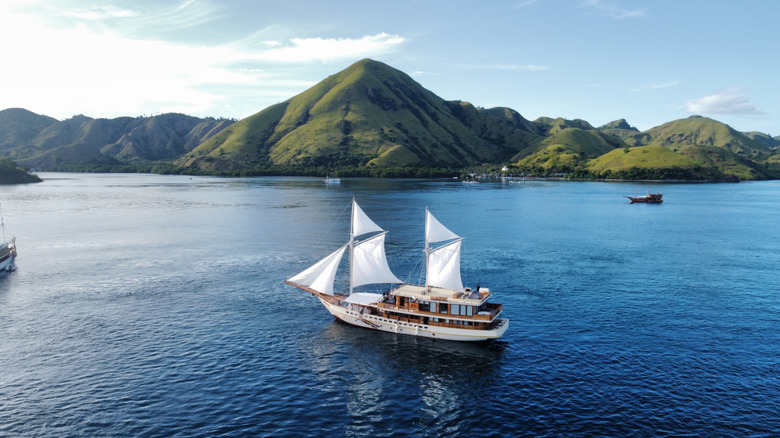 Boat sailing to Komodo Island