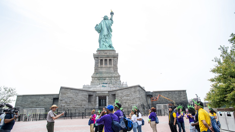 Tourists visiting Liberty Island 