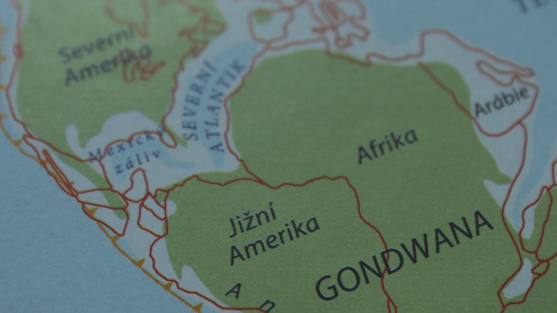 Map of the supercontinent Gondwana