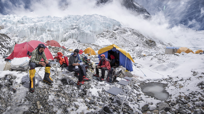 Climbers resting at Everest Base Camp