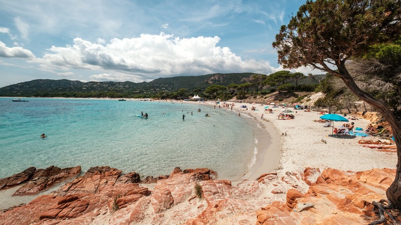 People visiting Palombaggia Beach in Corsica