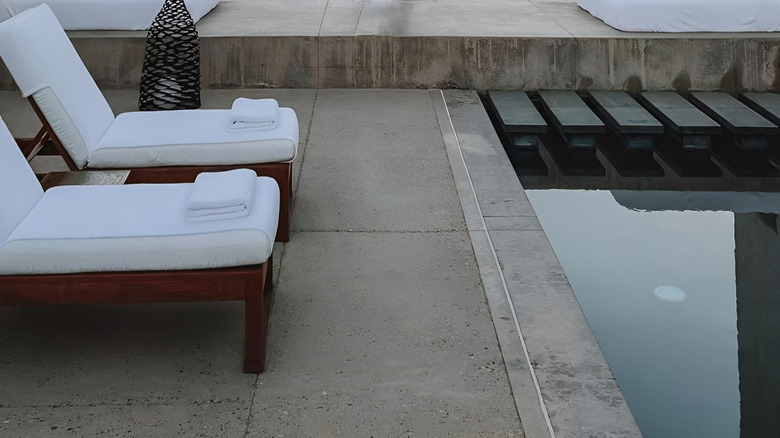 Poolside lounge furniture at Amangiri resort.