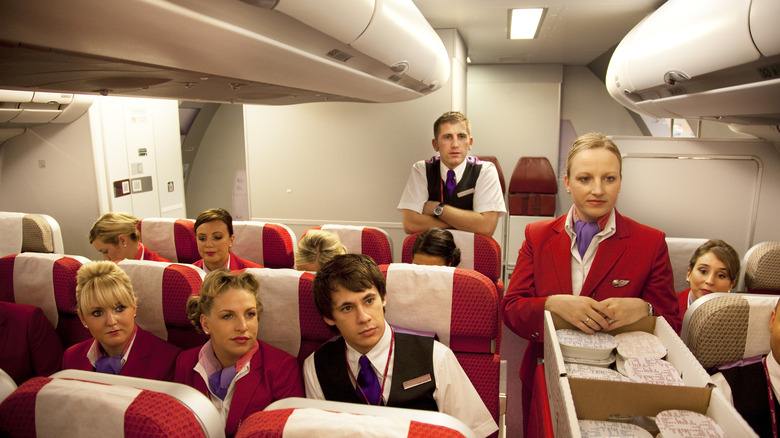 Flight attendants in training