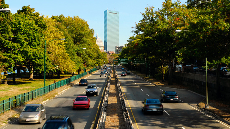 Cars on Boston road