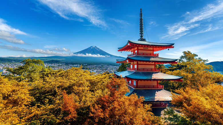 Scenic view of Fuji Mountain in Japan