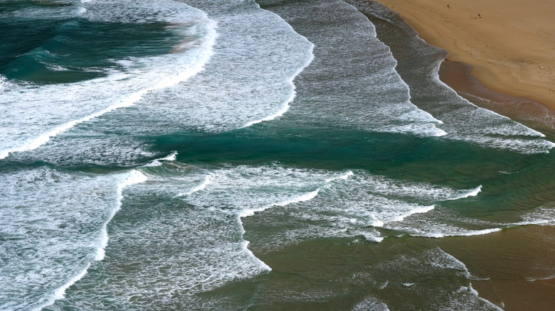 Close-up view of coastal rip currents