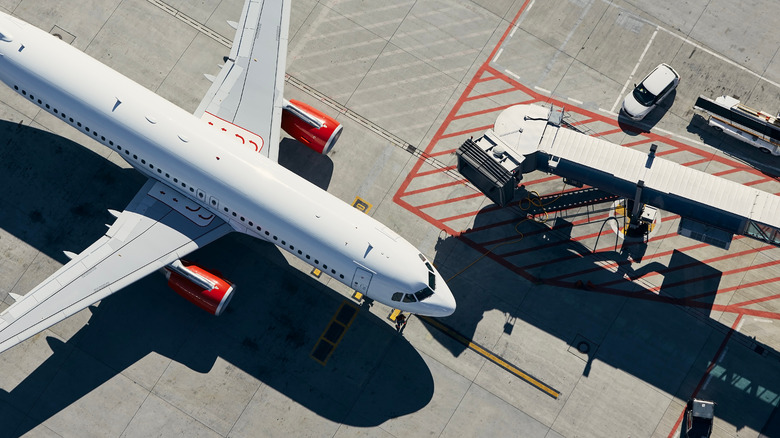 An airplane on the apron