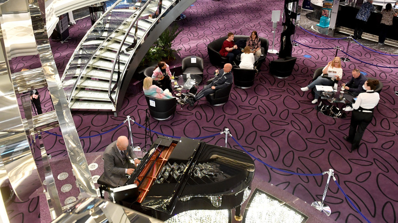 Piano player in an atrium