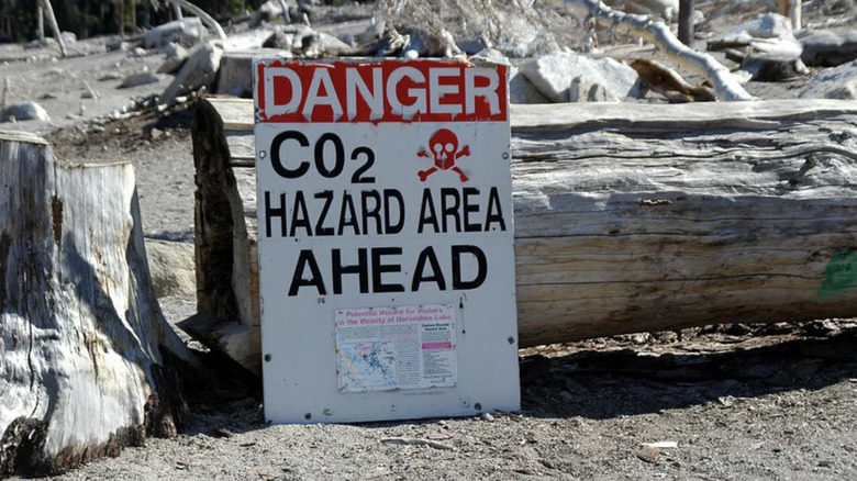 Danger sign warning of CO2 hazard