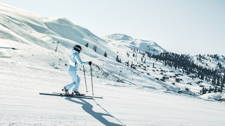 woman enjoying cross country skiing