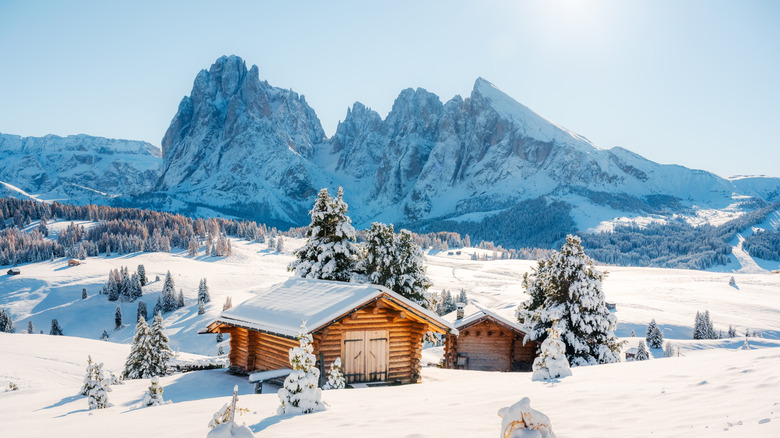 Cabins near the Italian Alps