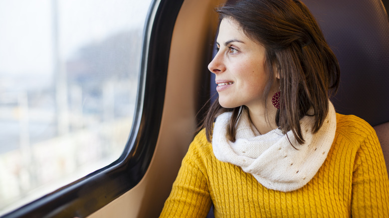 Train traveler in the Netherlands