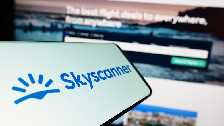 Phone showing Skyscanner