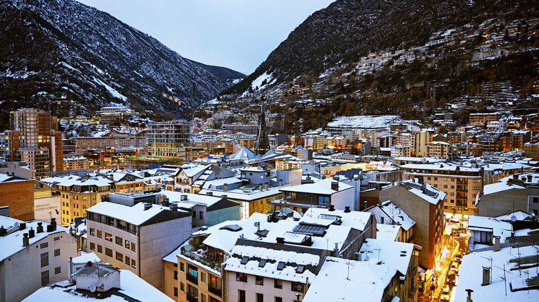 Snowy village in Andorra
