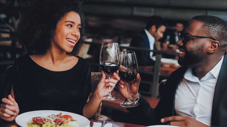 Couple having dinner and wine