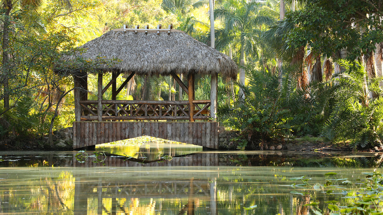 A chickee hut on the water