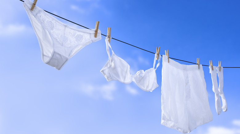 Underwear hanging on a clothesline