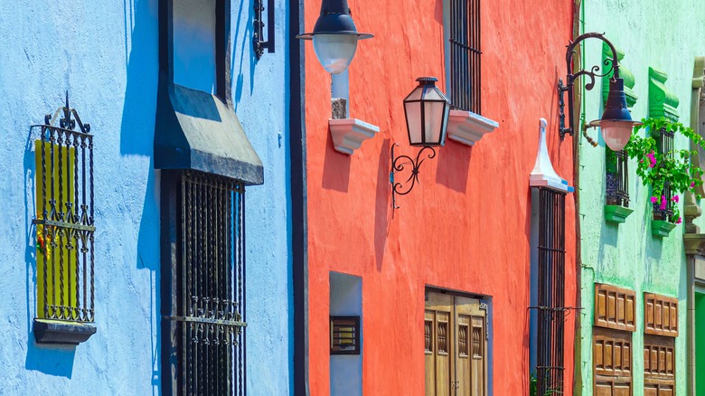 Painted houses in Colonial Cuernavaca