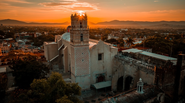 Sunset over a church in Cuernavaca