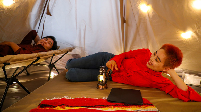 A couple in a tent