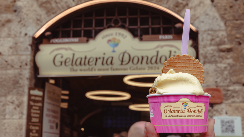 famous gelato store and gelato cup