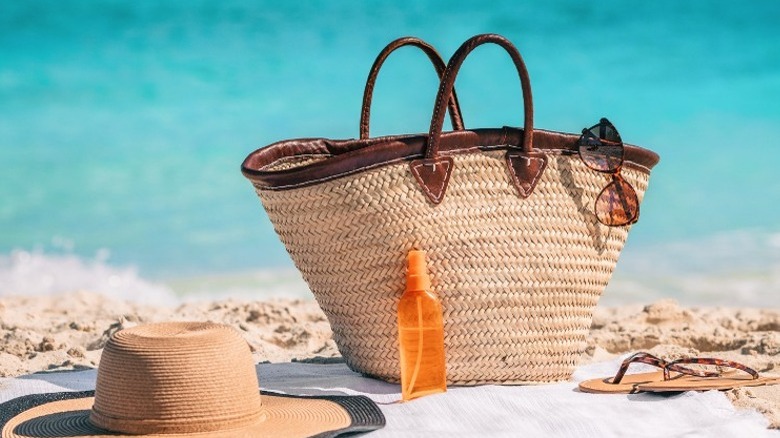 beach bag on the sand