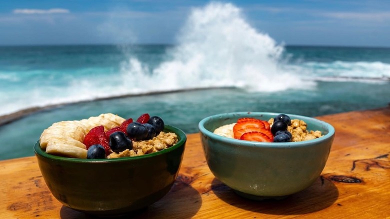 granola bowls on beach bar