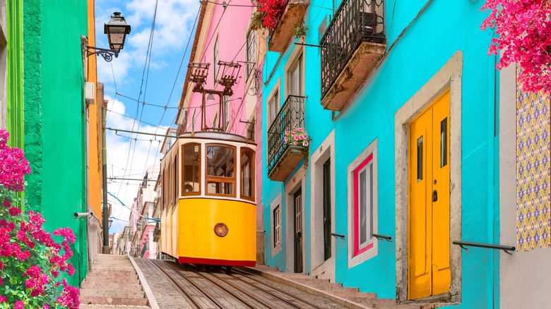 Yellow tram in Lisbon