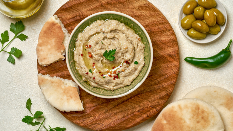 baba ganoush and pita