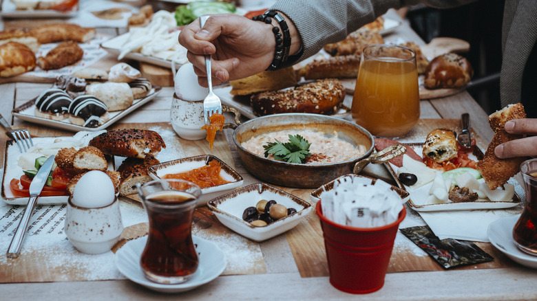 Table displaying traditional Turkish breakfast