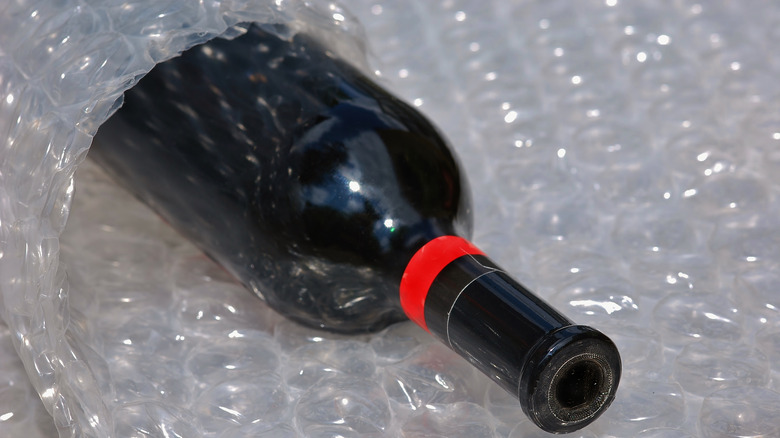 Bottle in bubble wrap