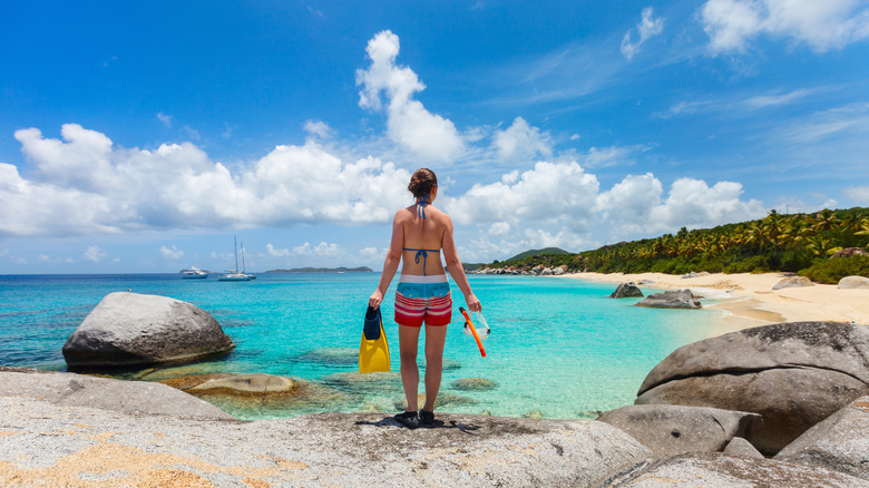 British Virgin Islands traveler going snorkeling 