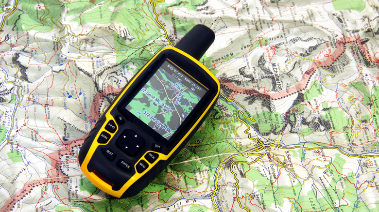 A GPS device on a map