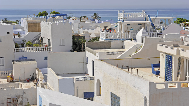 White rooftops in Hammamet, Tunisia