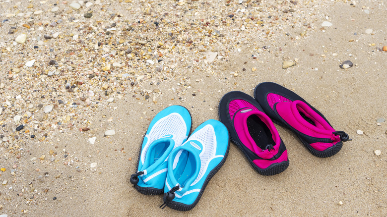 Beach shoes on a beach
