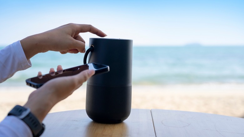 Bluetooth speaker at the beach