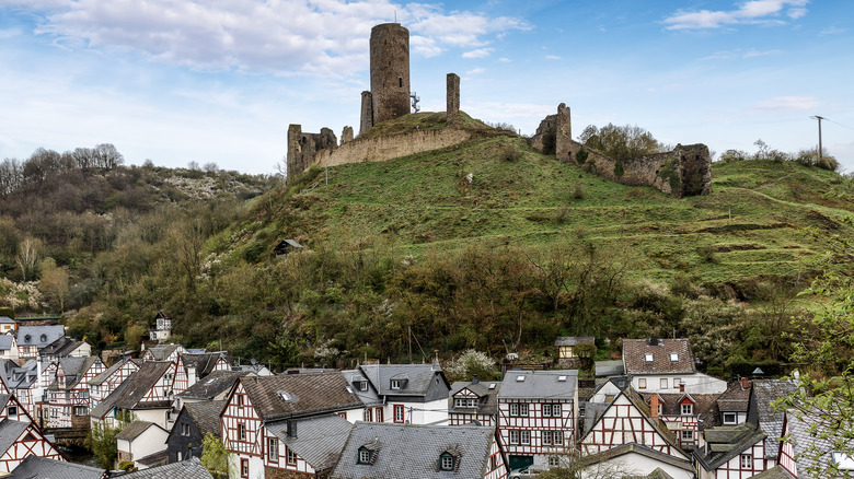 The ruins of a castle loom over Monreal